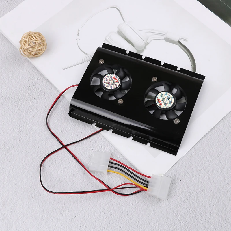 Black 3.5 SATA IDE Hard Disk Drive HDD 2 Fan Cooler For PC Reduce Hard