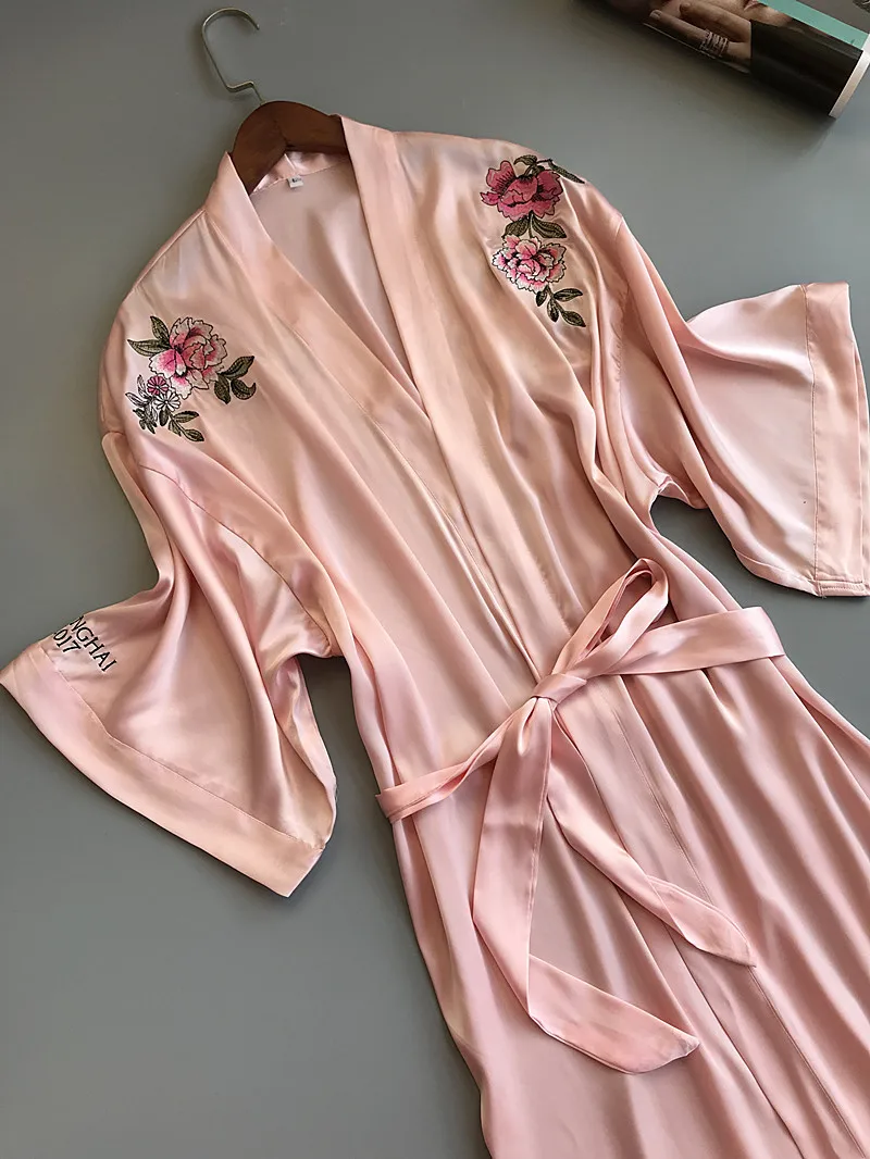 Сексуальные женские халаты весна-лето, халаты для подружки невесты, кимоно, Женское ночное белье, Пижама домашняя одежда розового цвета
