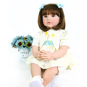 

24 Inch bebe Reborn Baby Girl Doll 60 cm Soft Vinyl Cloth Body Princess Doll Lifelike Boneca Reborn Kids Best Playmate