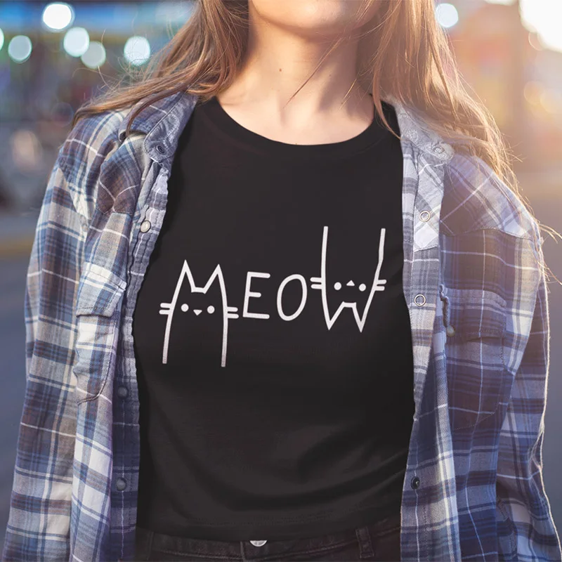 Футболка Meow Cat Новое поступление футболка с животным дизайном креативное
