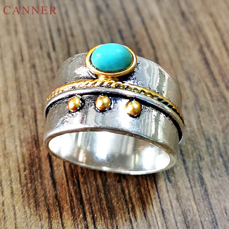 Vintage Oval Stone Rings for Women Silver Gold Color Twist Design Finger Ring Bohemian Jewelry Handmade Finger Ring C4