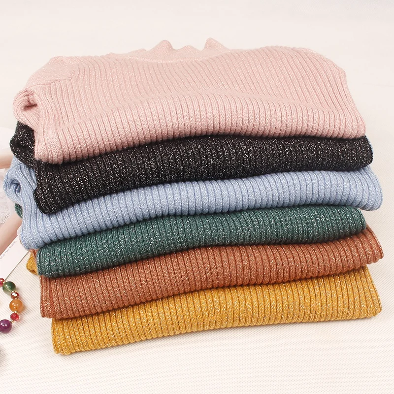 ONLYSVTER, блестящий женский свитер с люрексом, весна-осень, тонкий джемпер, топ, высокая эластичность, вязанный Женский пуловер, свитер