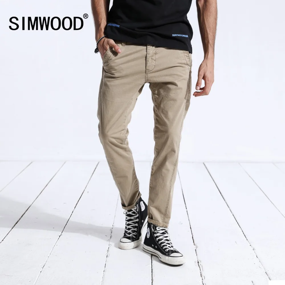 SIMWOOD Новинка 2019 г. зимние повседневные штаны для мужчин модные узкие джоггеры