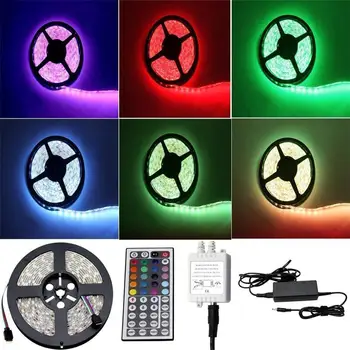 

5M DC 12V Waterproof Flexible 300-LED SMD 5050 Fiexble RGB LED Strip Lights Lamps With 44Keys IR Remote Controller EU-Plug