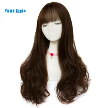 Ваш стиль 42 Цвета Синтетические длинные парики с челкой для черных женщин медовые волнистые натуральные волосы парик КРЫШКА