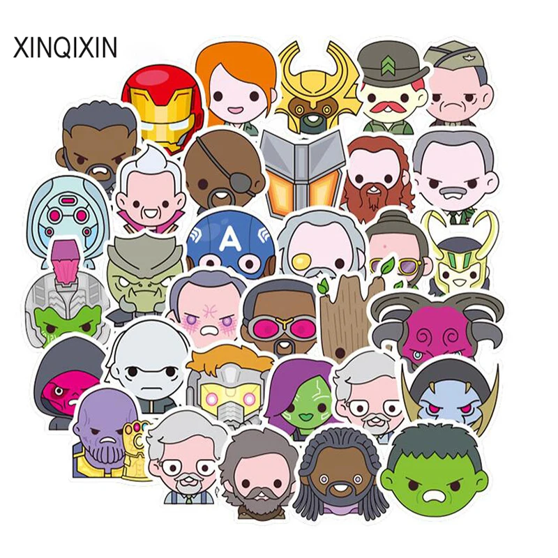 100 Pcs/Set Cartoon Cute Marvel Decal Stickers For Laptop Luggage Moto Car Cool Fashion PVC Waterproof Sticker Car Styling