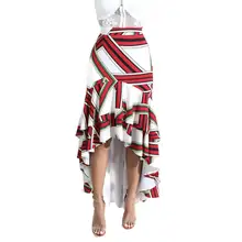 Echoine женская повседневная юбка с оборками спереди короткая длинная юбка с цифровым принтом женская элегантная полосатая плиссированная юбка