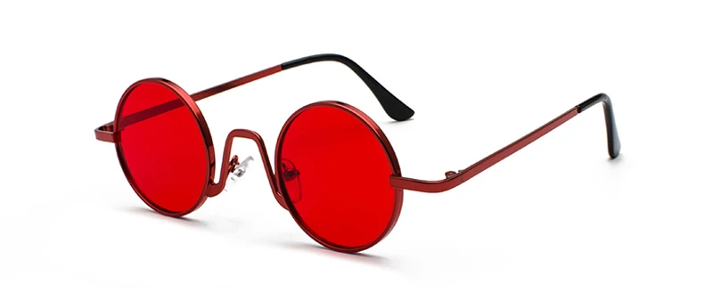 Peekaboo ретро маленькие круглые солнцезащитные очки женские черные и золотые металлические Круглые Солнцезащитные очки для мужчин винтажные uv400 - Цвет линз: full red