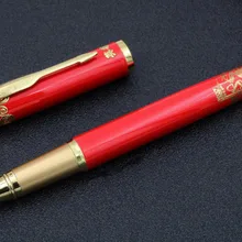 Красные лаковые рельеф большая стена Золотая отделка металлическая шариковая ручка
