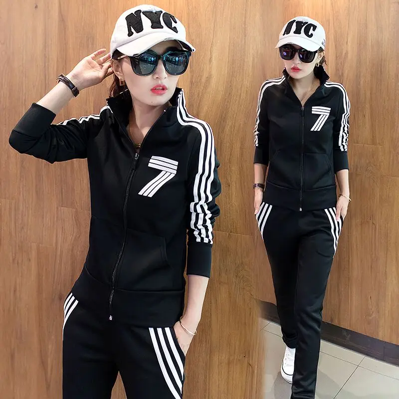 Fashion Women Sets Pullover Female Spring Track Suit Tops Females Ankle-Length Pants Trendy Womens Loose Casual Lady Student Women's Sets