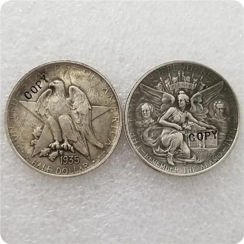 1935D Старинное серебро США 1934-1938 Техасские памятные половина копия доллара монеты - Цвет: 1935D