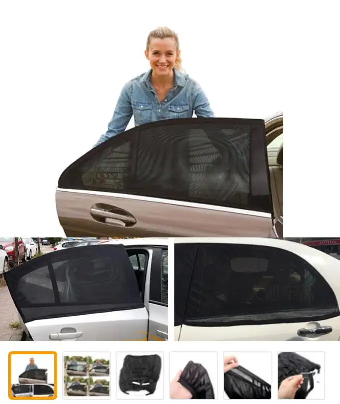 

2Pcs Car Window Cover Sunshade Curtain UV Protection Shield Sun Shade Visor Mesh Solar Mosquito Dust Protection Car-covers New
