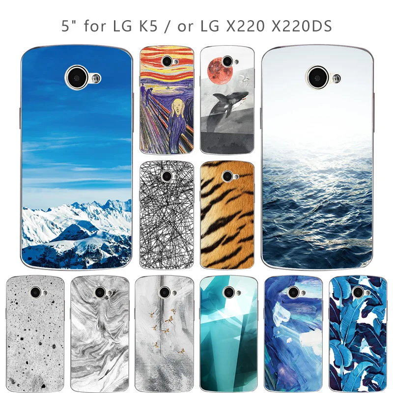 For LG K5 Case Soft TPU Shell LTE X220DS x220 K 5 Landscape Back Cover Flower Style k5 5.0'' Phone Cases |