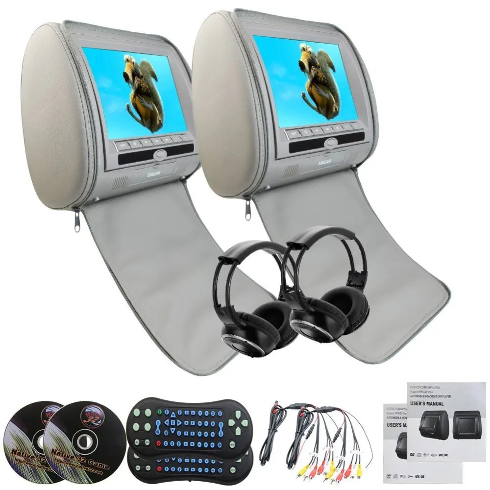 Car Dvd Headrests Player two Headrest DVD Player Pillow Monitors 9'' 32