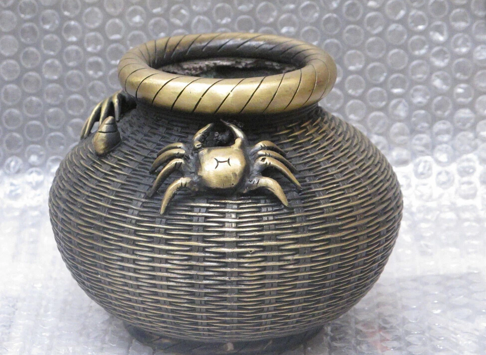 

5.5"China Chinese Bronze crab conch creel incense burner censer