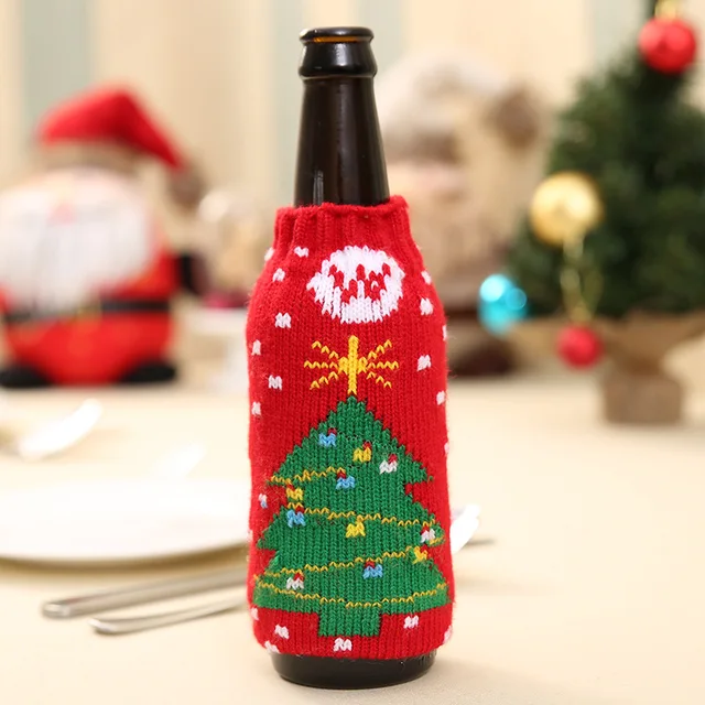 christmas bottle cover fashion cotton knitting christmas decorations for wine bags home dinner party xmas table - Christmas Bottle Decorations christmas bottle cover fashion cotton knitting christmas decorations for wine bags home dinner party xmas table - Christmas Bottle Decorations