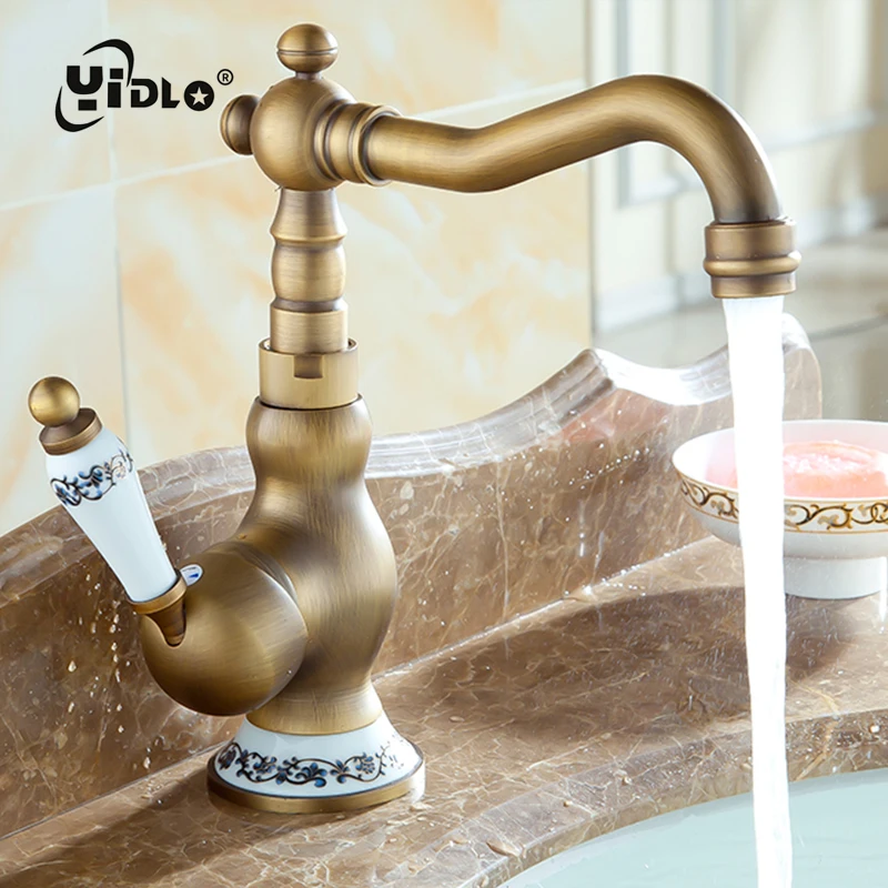 Bathroom Basin Faucet Antique Tap Vintage Kitchen Sink Tap Decorative Ceramic Brass Tap Basin Mixer Water Bronze Faucet B5 Basin Faucets Aliexpress