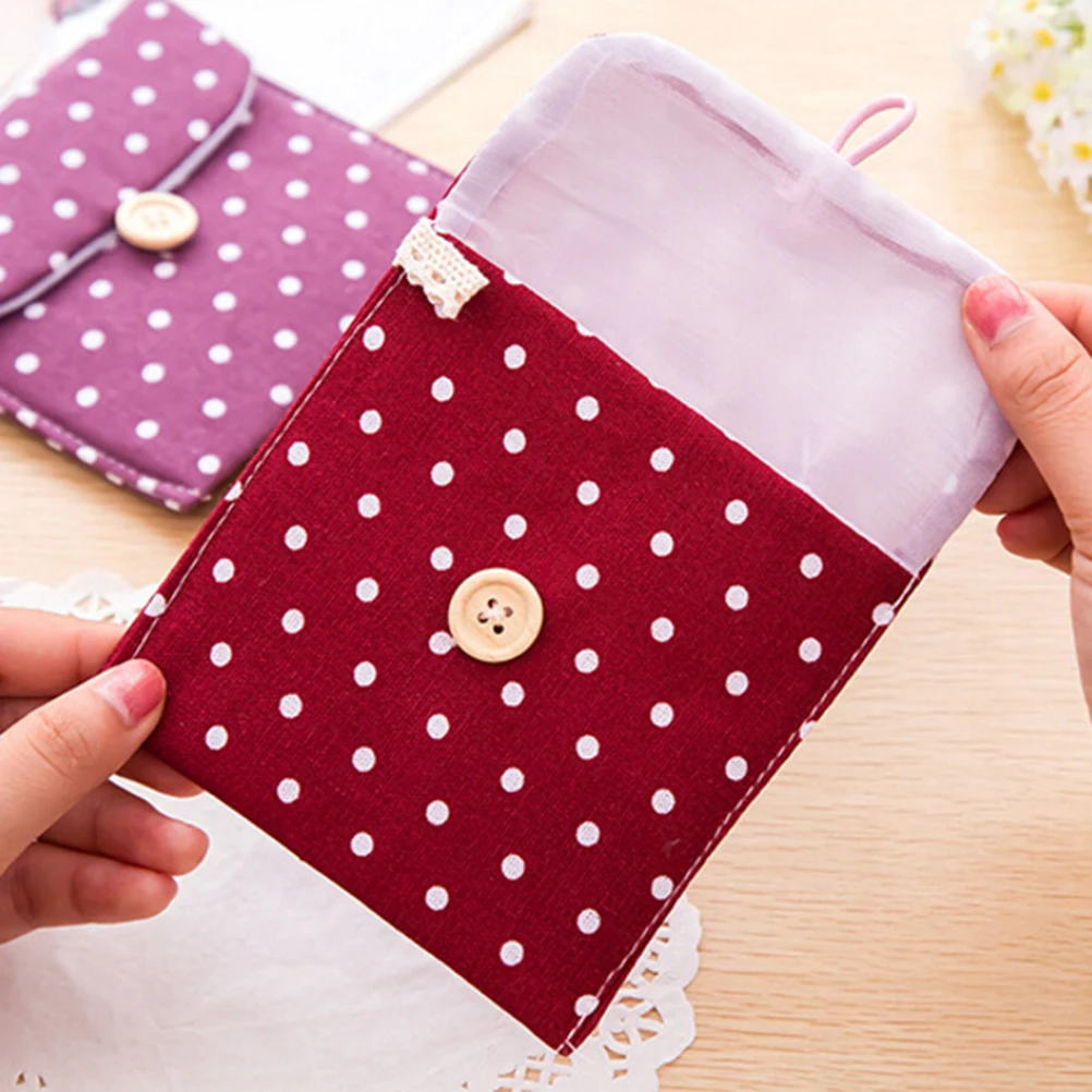 

1pcs Coin Purses Female Hygiene Sanitary Napkins Package Small Cotton Purse Case New Dot Wallet Bag
