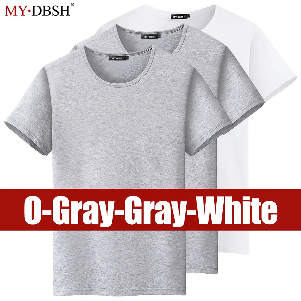 3 шт./лот, летняя мужская футболка, Новая Модная хлопковая Базовая футболка с круглым вырезом, повседневная Высококачественная Мужская Однотонная футболка, топы, S-5XL - Цвет: O-Gray-Gray-White