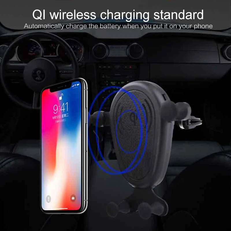 Автомобильное беспроводное зарядное устройство Qi для iPhone 8 Plus Xs Max Xr X in