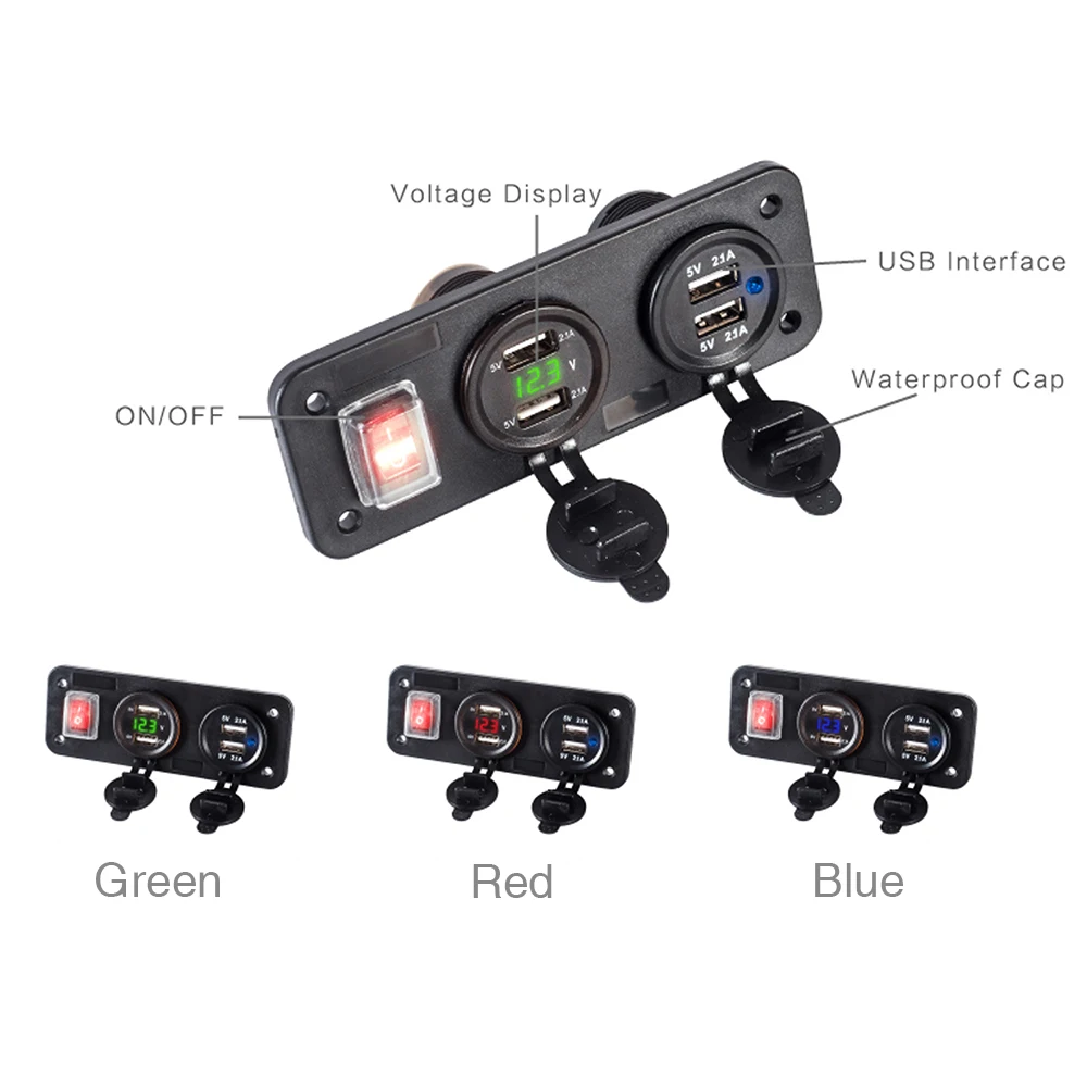 Автомобильное зарядное устройство, мотоциклетный сигаретный светильник, er розетка, двойной USB адаптер, 0-24 В, Красный светодиодный USB сигаретный светильник, адаптер, розетка