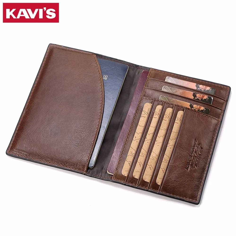 KAVIS Genuine Leather Passport Cover ID Business Card Holder Travel Credit Wallet for Men Purse Travel Case Driving License Bag KAVIS Genuine Leather Passport Cover ID Business Card Holder Travel Credit Wallet for Men Purse Travel Case Driving License Bag