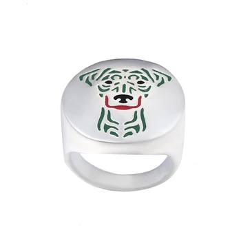 

Wholesale German Pinscher with color selection enamel ring lovers and owners-unisex 12Pcs/Lot