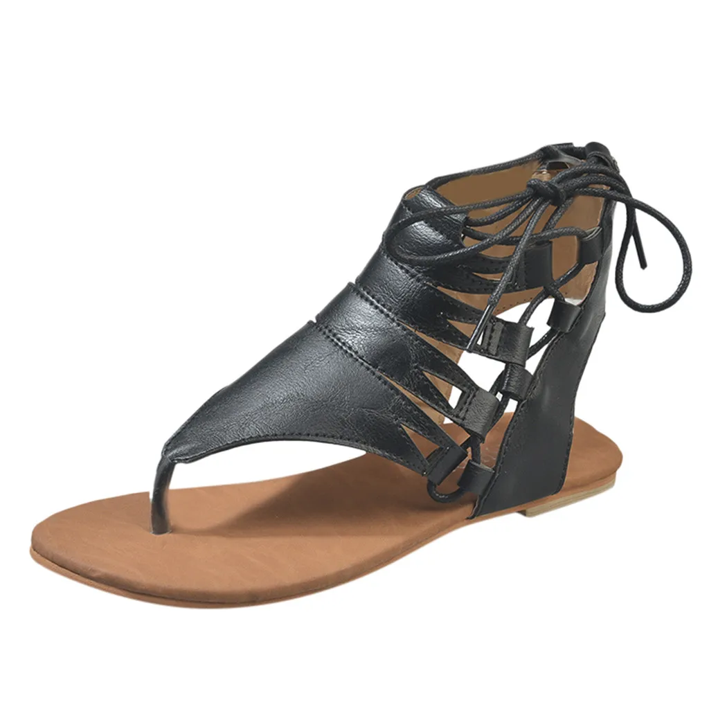 SAGACE; Новинка года; Женская Повседневная однотонная обувь на плоской подошве в европейском и американском стиле; обувь в римском стиле; классная обувь - Цвет: Черный