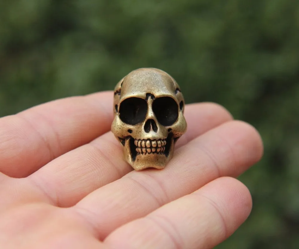 3 CM Tibet buddhism Pure Bronze Art Sculpture Skull Amulet Figurines Statues