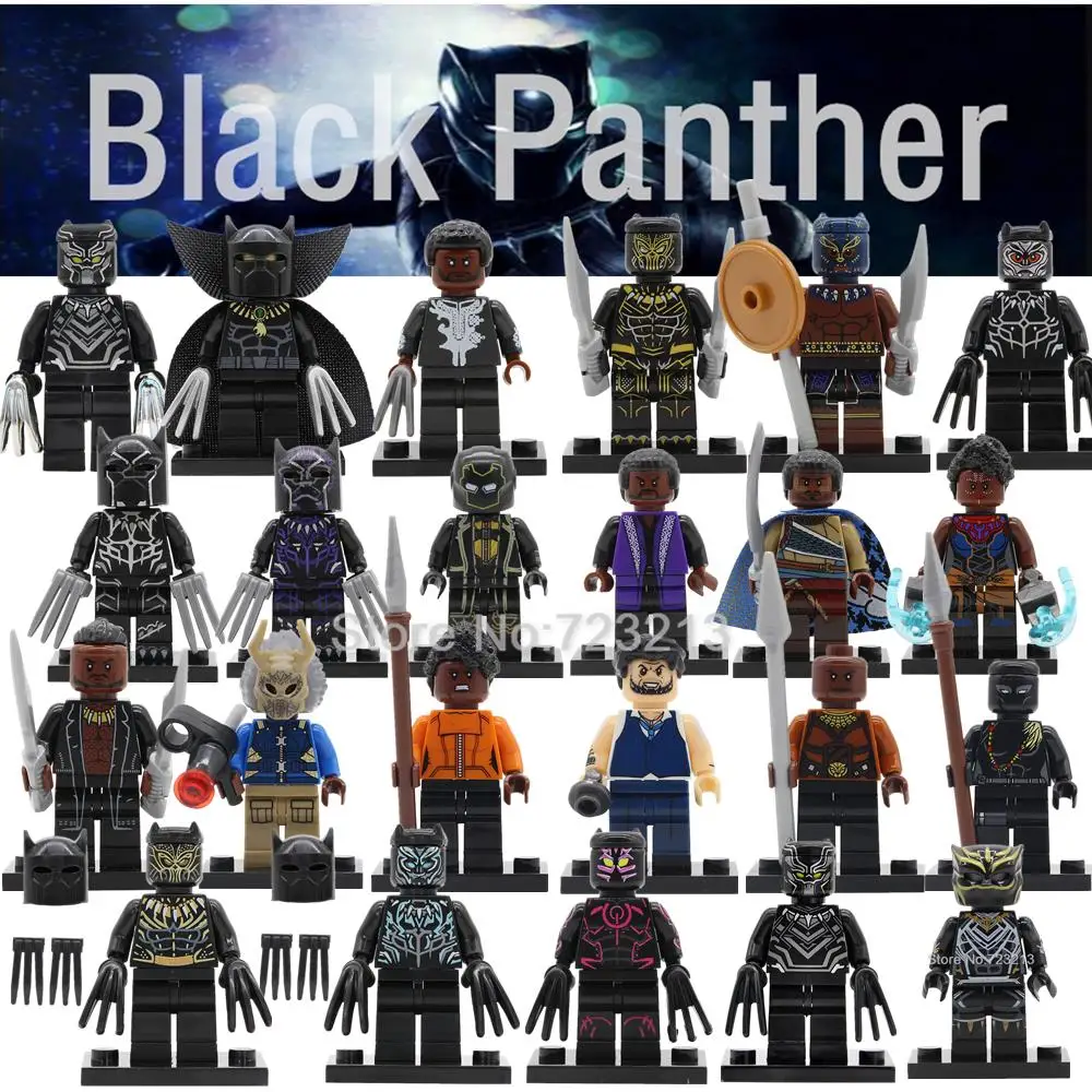 

Black Panther Super Hero Legoingly Figure Marvel T'Challa Wakanda Illuminati Avengers Building Blocks Set Model Bricks Toys