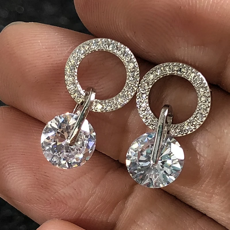 

Real picture on Hands No Ps Summer Sale 5A cz top quality Stud Earrings Cubic Zirconia Hot Ins Sterling Silver 925