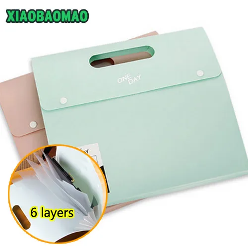 

Korea Color Series File Folder 6 Index Layers Document Study Working Expanding Wallet Organizer Bag Handle Expanding Wallet