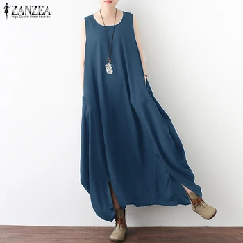 

ZANZEA 2020 Women Summer Casual Rompers Sleeveless Jumpsuit Baggy Pant Female Bodysuit Drop Crotch Overalls Plus Size Pantalon