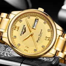 relogio masculino GUANQIN Mens Watches Top Brand Luxury Gold Stainless Steel Mechanical Watch Men Business Waterproof Wristwatch guanqin men watch famous brand chronograph men watches big dial stainless steel waterproof mens wristwatch relogio masculino