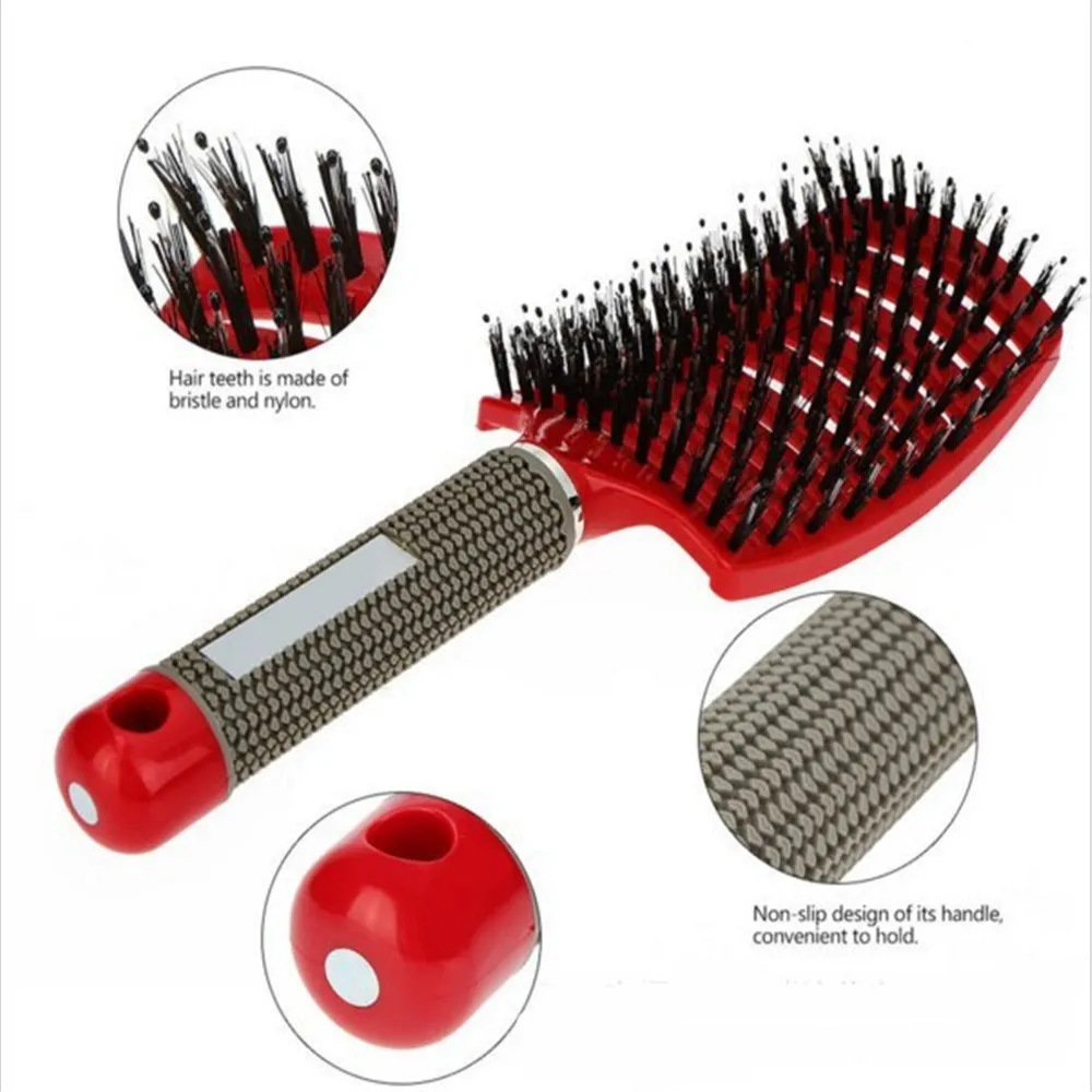 Professional Anti static Hair Brush Curved Hair Wet Curly Detangle