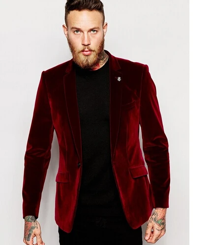 black and red velvet suit