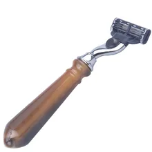 Тройные лезвия бритвы Лучшие классические салон бритвы высокое качество искусственного рога бритвы бык рога Ручка Бритвы