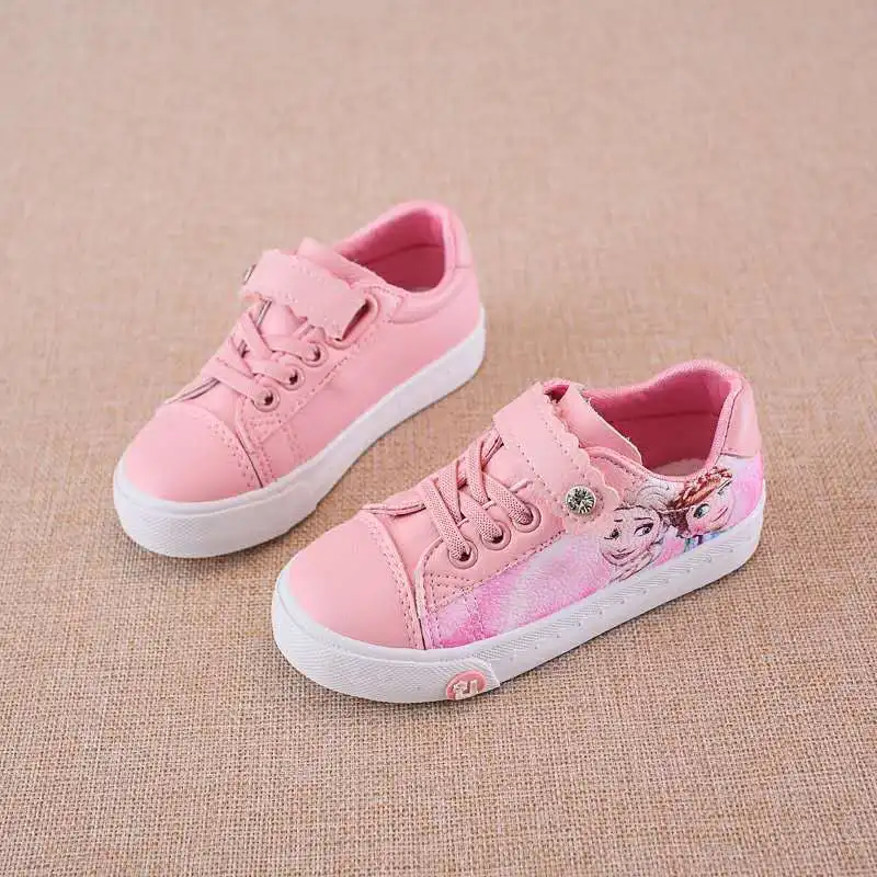 Весна новая детская обувь для девочек кроссовки Эльза Анна детские туфли принцессы модные повседневные спортивные кроссовки кожаная обувь для девочек
