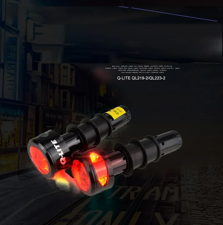 Top Q-LITE Mountain Bike Bar End Light Road Bike Bar End Light Super Turn Signal Rear Light Bicycle Handlebar End Light 2