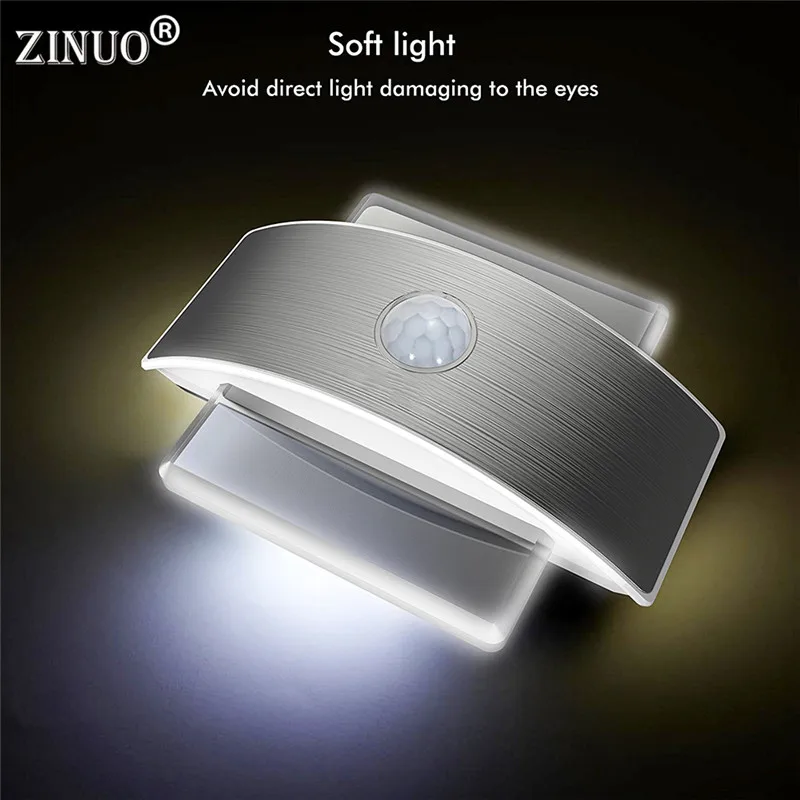

ZINUO LED Wall Lamps Motion Sensor Control Rechargeable Bracket Light Security Night Lamp For Stair/Kitchen/Hallway/Closet