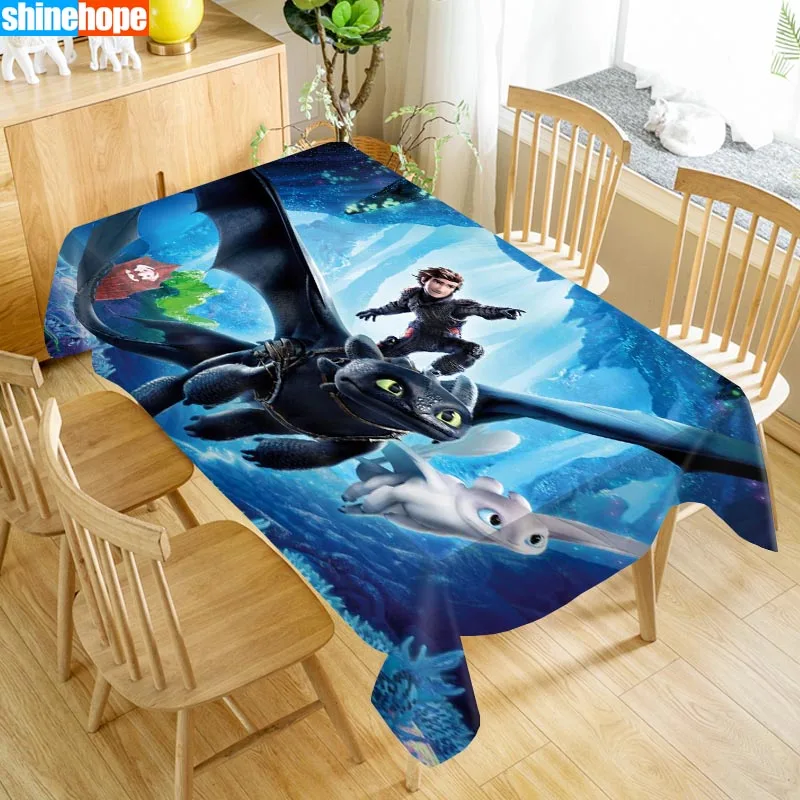 

How To Train Your Dragon Table Cloth Oxford Print Waterproof Oilproof Home Rectangular Party Table Cover 100X140cm/140X250cm