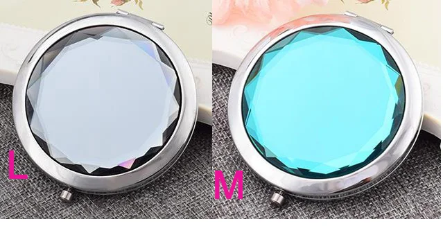 50 шт./лот 7 см складное зеркало для макияжа компактное зеркало с кристаллом, металлические карманные свадебные подарки для гостей косметическое зеркало DHL