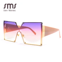 Модные квадратные солнцезащитные очки для женщин, брендовые дизайнерские негабаритные градиентные синие черные цельные солнцезащитные очки, стиль, Оттенки UV400