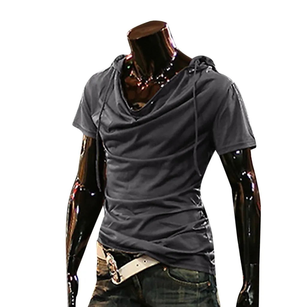 

streetwear Stylish Personality Tops Tees Short Sleeve Hooded Casual T-shirt short sleeve tshirt men korean oversized tshirt men