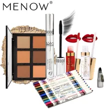 Menow бренд косметики комплект включает 12 Цвет Подводка для глаз карандаш с точилкой и Корректоры для лица плиты и Блеск для губ и Тушь для ресниц Уход за кожей лица Макияж