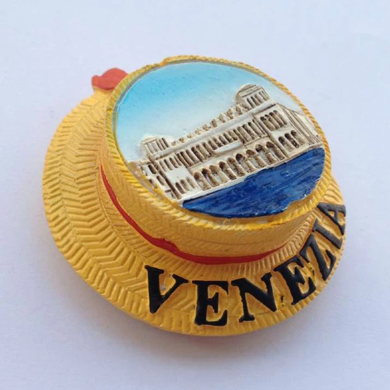 

Handmade Painted Venice, Italy Hat 3D Fridge Magnets Tourism Souvenirs Refrigerator Magnetic Stickers Home Decoration Gift