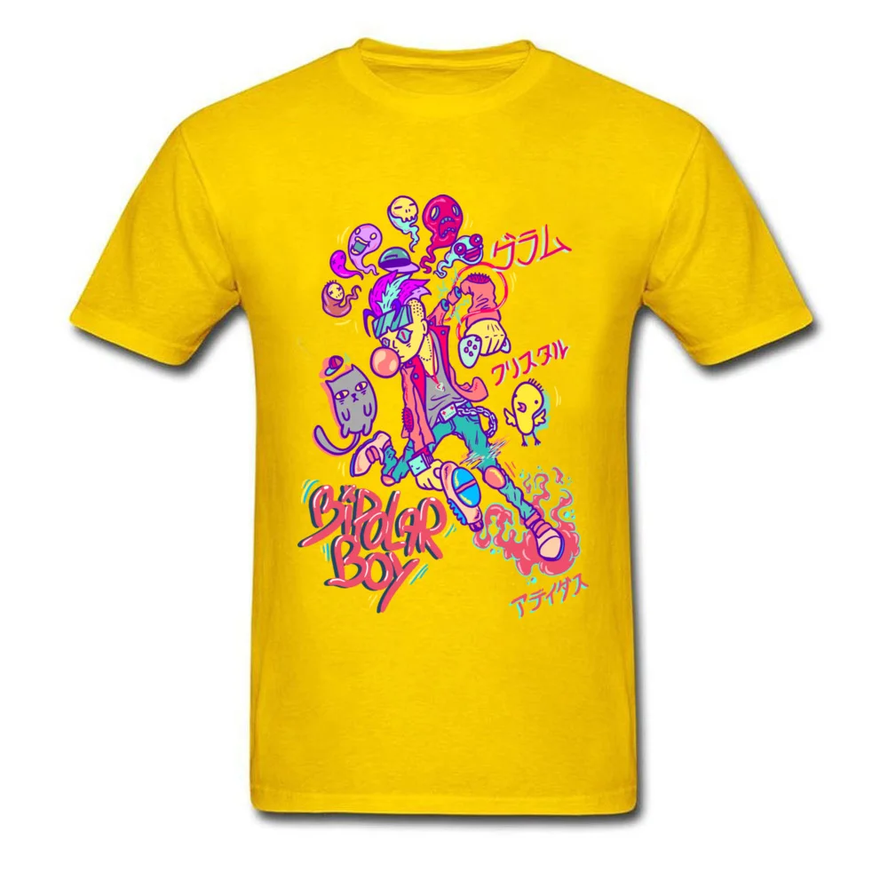 BiPolar boy Casual Summer Fall 100% Cotton Fabric Crew Neck Man Tops Tees Funny Tee-Shirts Coupons Short Sleeve Top T-shirts BiPolar boy yellow