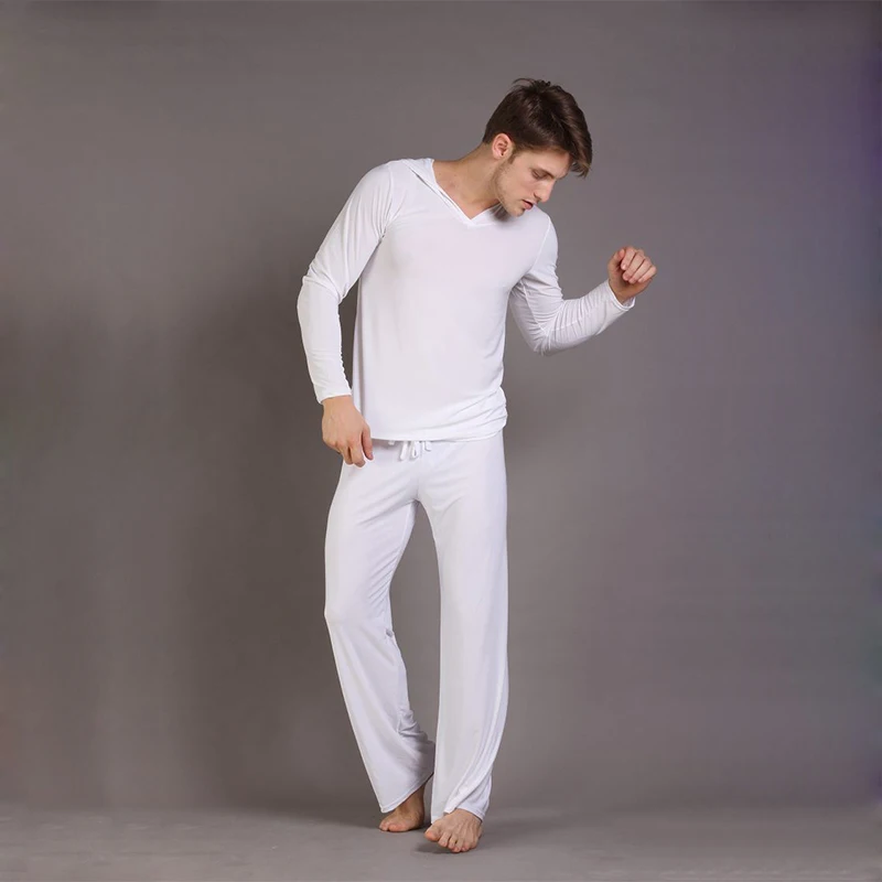 Sexy Men's Twinset Tops+Pants Comfortable Ice Pajamas Sets Men Sleepwear Home Pyjamas Night bath Clothes