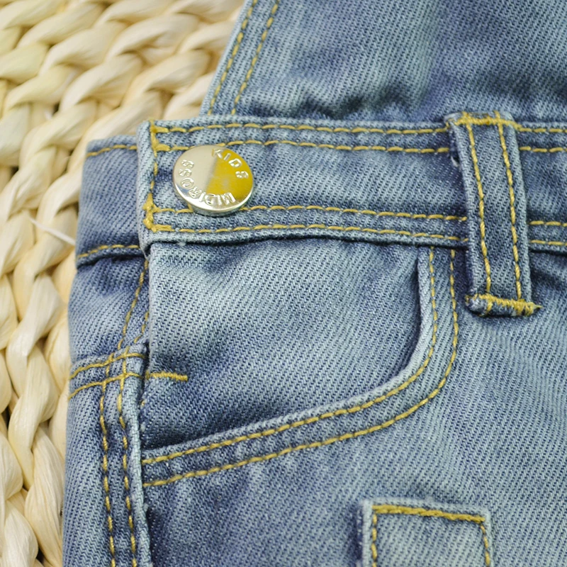 HSID1701007--3Infant Denim Jumpsuit Toddler Boy&Girl Suspender Jeans Shorts Kid Rompers Bodysuit Pocket Straps Patchwork Cuffed Baby Clothing