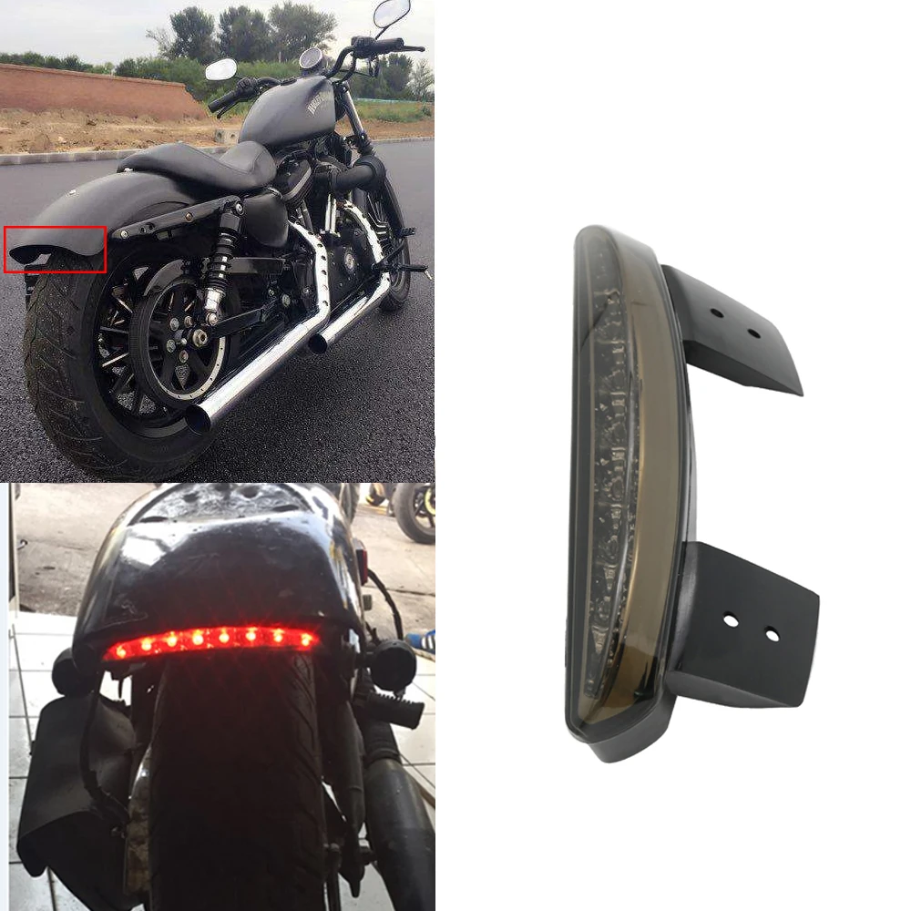 1pcs Motorcycle LED Red Lighting Chopped Fender Edge Smoked Tail Light Signal Light for Harley Sportster XL 883N XL1200V XL1200X (36)